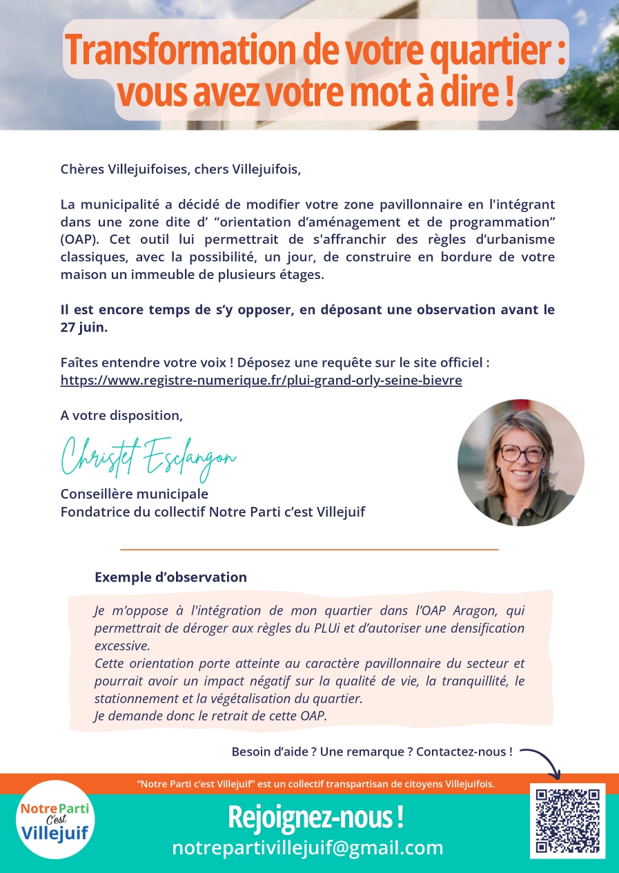 Lettre Christel Esclangon OAP Aragon